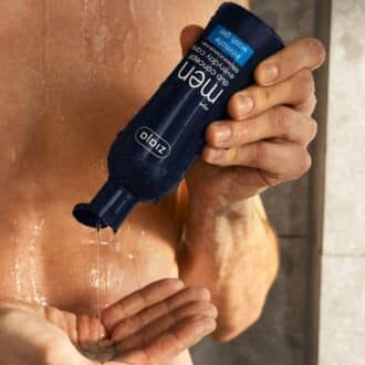 Ziaja Men Intimate Wash Gel, 300 ml bottle – sleek, dark blue packaging with a flip-top dispenser and minimalist white text, designed for daily hygiene and freshness.